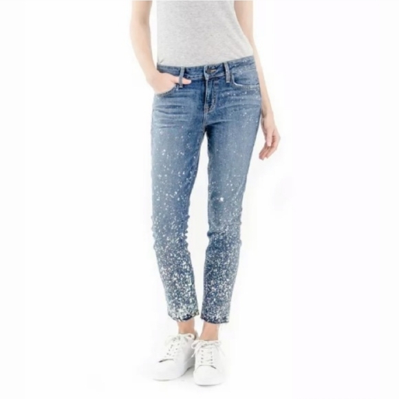 Level 99 Denim - Level 99 Amber Galaxy Wash Sparkle Denim Relaxed Skinny Jeans 26